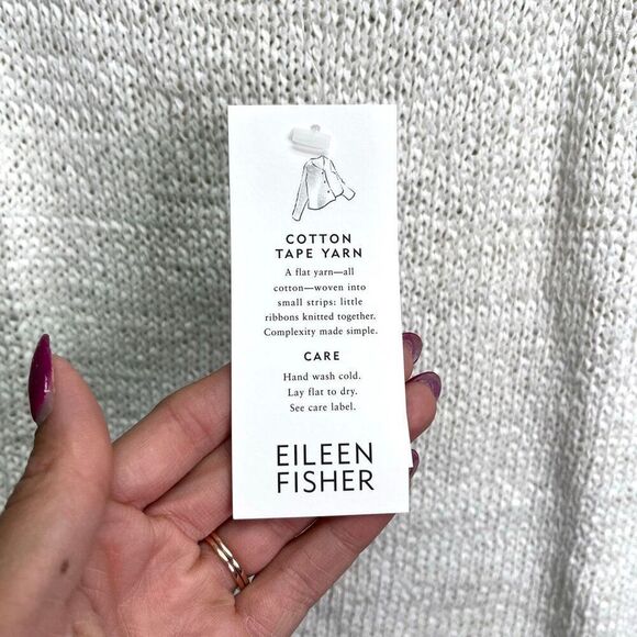 Eileen Fisher Tank Top Women's S White Cotton Tape Yarn Knit Sleeveless Crop NWT - Picture 3 of 6